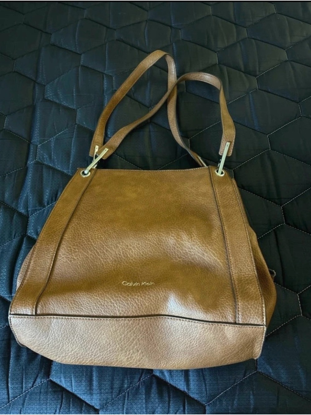 Calvin Klein Brown Leather Shoulder Tote